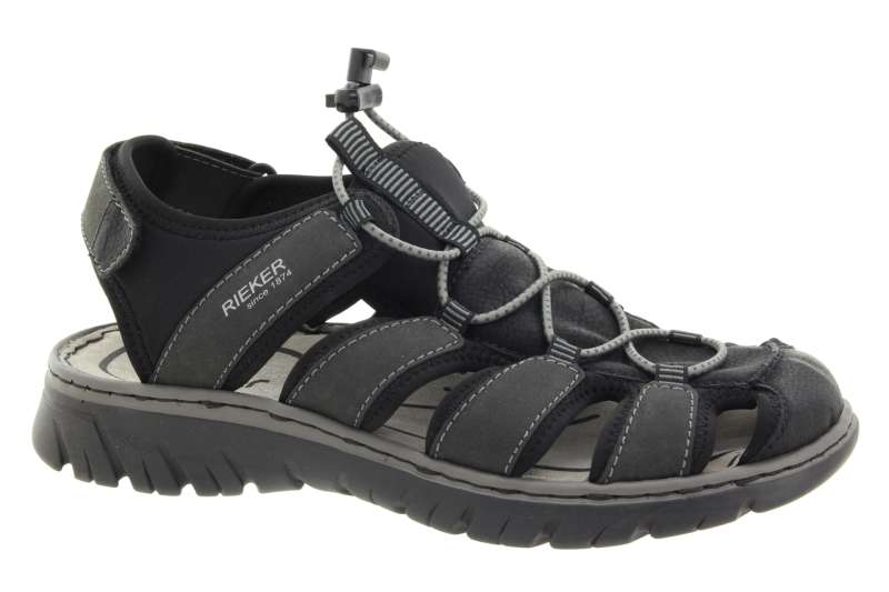 RIEKER Pánské černé sandály