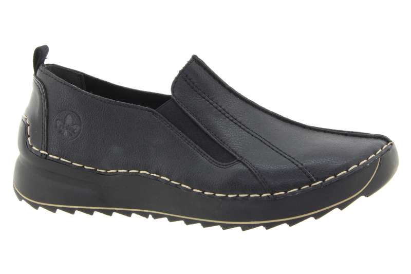 RIEKER Dámské černé kožené mokasíny