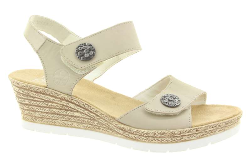 RIEKER Dámské krémové sandály na klínku