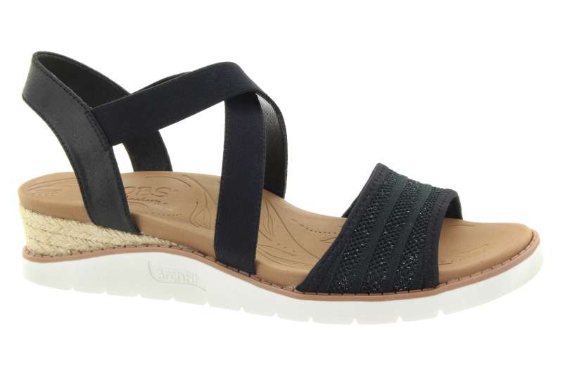 SKECHERS Dámské černé textilní sandály na klínku