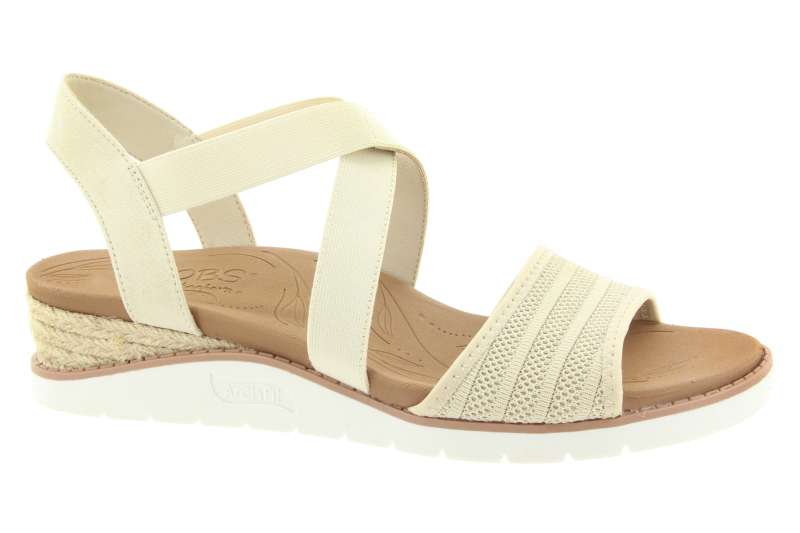 SKECHERS Dámské béžové textilní sandály na klínu