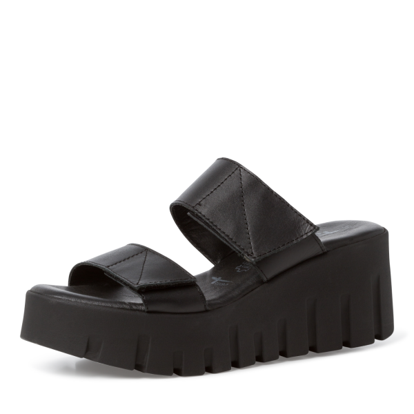 TAMARIS Dámské kožené černé pantofle