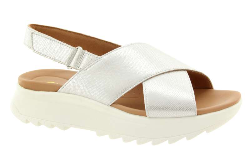 CLARKS Dámské kožené stříbrné sandály