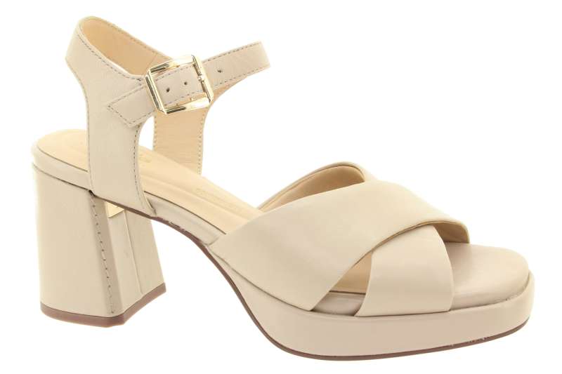 CLARKS Dámské kožené béžové sandály na podpatku