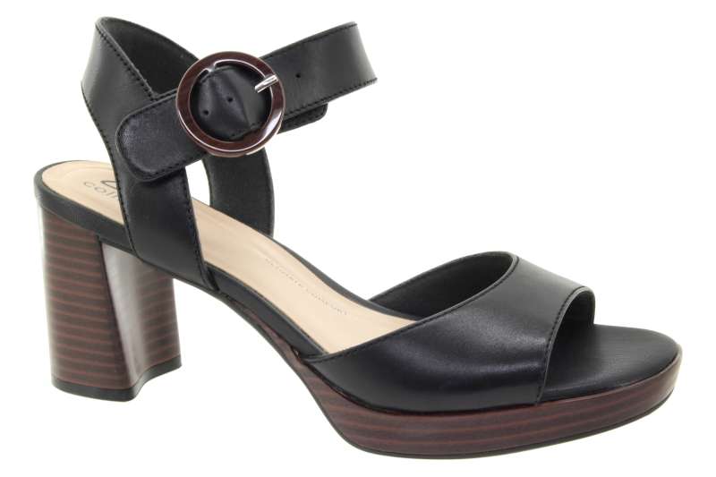 CLARKS Dámské černé kožené sandály na podpatku