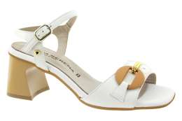 DONNA SERENA Dámské kožené bílé sandálky