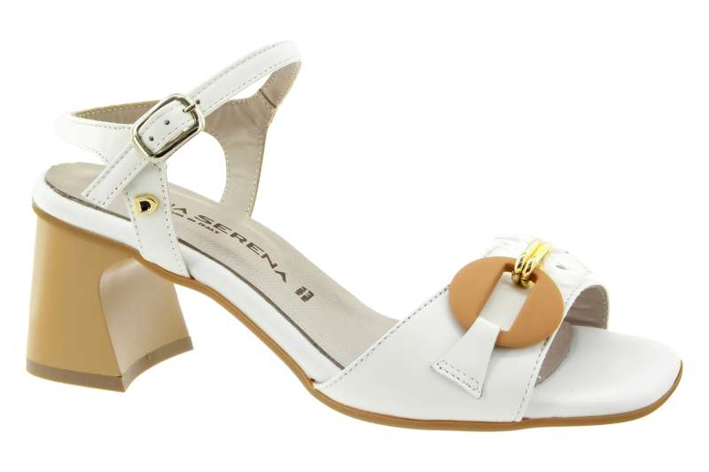 DONNA SERENA Dámské kožené bílé sandálky
