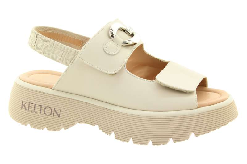 KELTON Dámské kožené krémové sandály