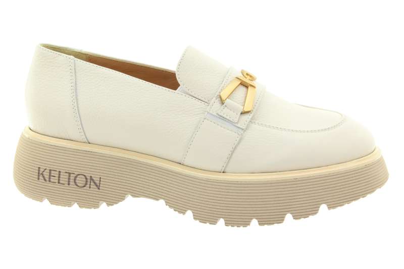 KELTON Dámské kožené krémové mokasíny