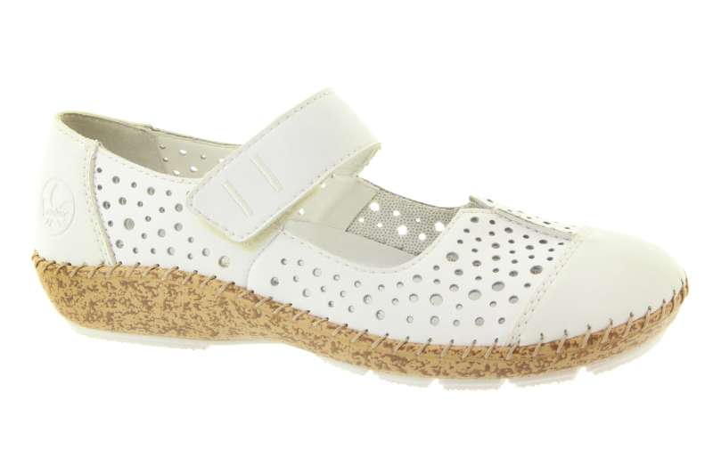 RIEKER Dámské bílé kožené baleríny