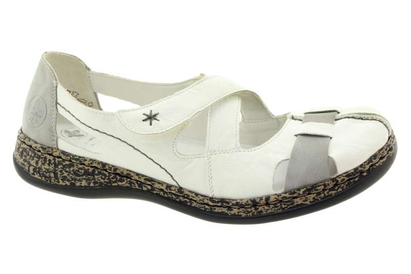 RIEKER Dámské kožené bílé balerínky