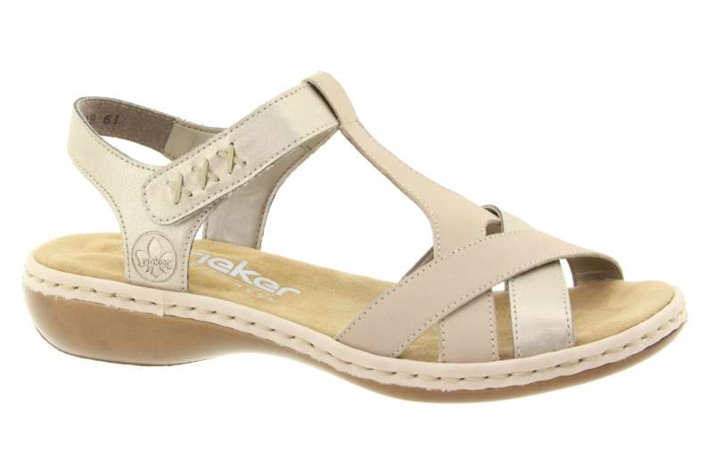 RIEKER Dámské kožené béžové sandály
