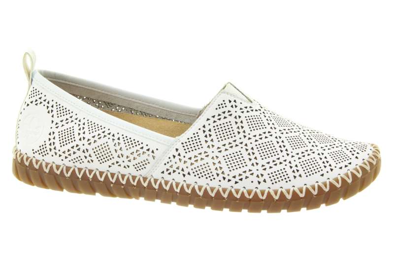 RIEKER Dámské bílé kožené mokasíny