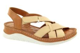 YO Dámské kožené béžovo-hnědé sandály