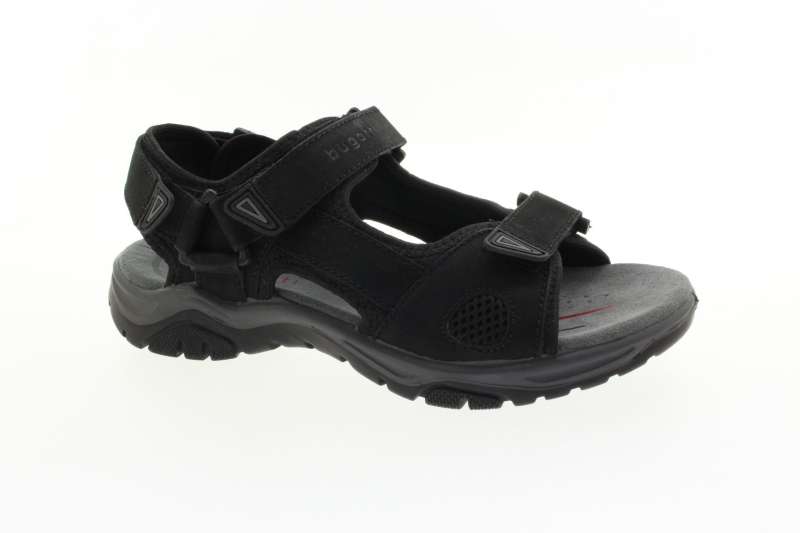 BUGATTI Pánské černé kožené sandály