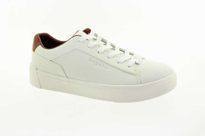BUGATTI Pánské bílé tenisky s koňakovou patou