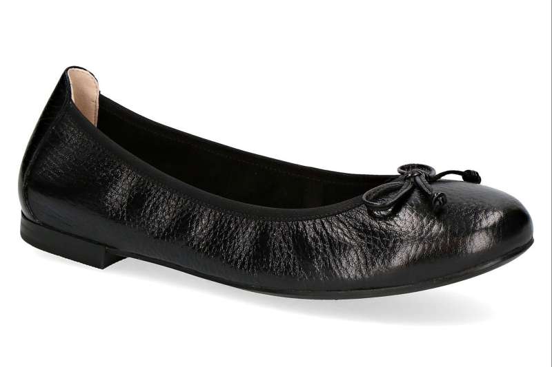 CAPRICE Dámské černé kožené balerínky
