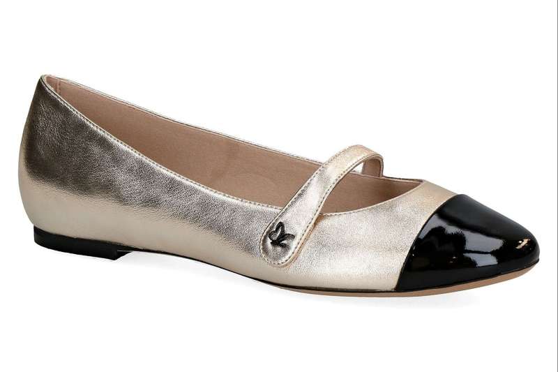 CAPRICE Dámské zlato-černé kožené balerínky