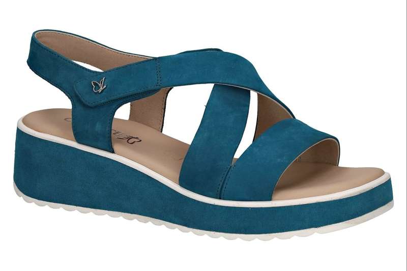 CAPRICE Dámské kožené modré sandálky