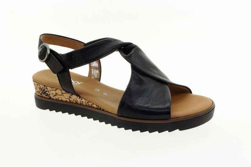 GABOR Dámské černé kožené sandály