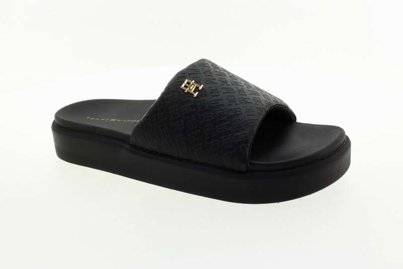 TOMMY HILFIGER Dámské černé pantofle na platformě