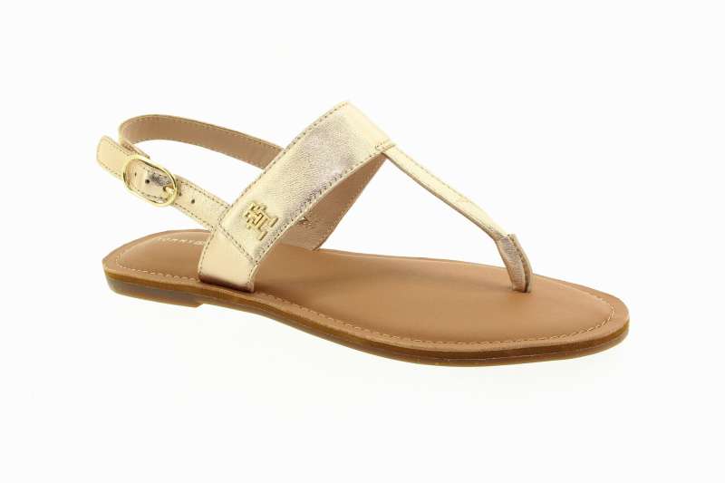 TOMMY HILFIGER Dámské kožené zlaté sandály 