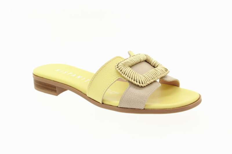 HISPANITAS Dámské béžovo žluté kožené pantofle