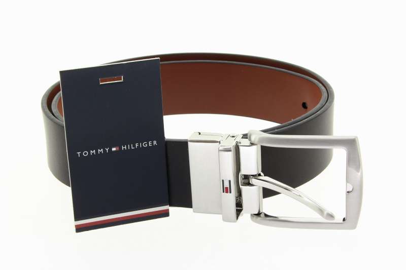 TOMMY HILFIGER Pánský černý kožený pásek