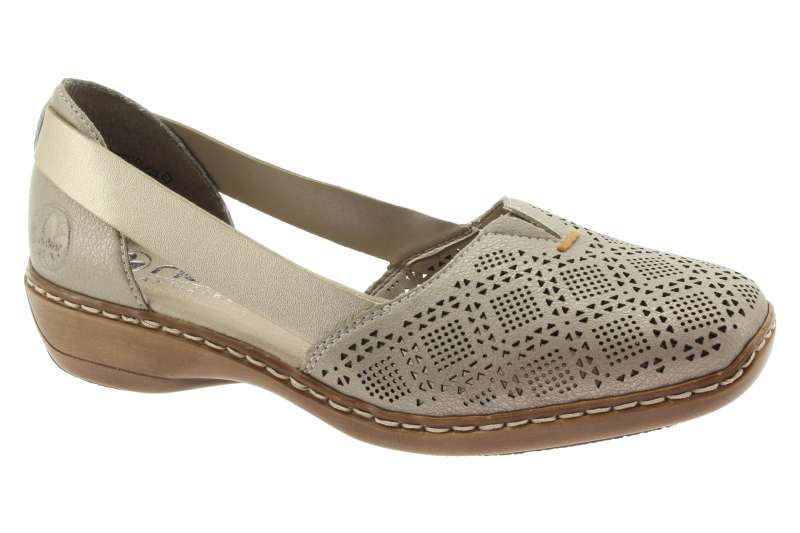 RIEKER Dámské béžové kožené mokasíny