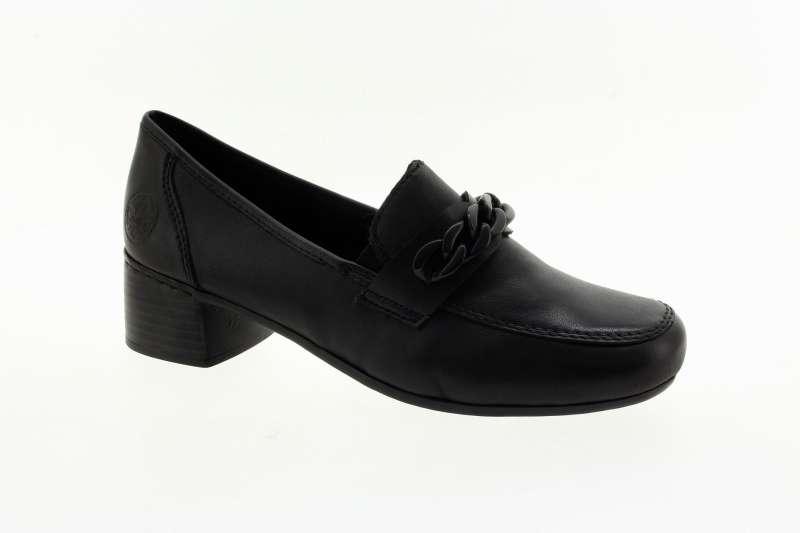 RIEKER Dámské černé kožené mokasíny