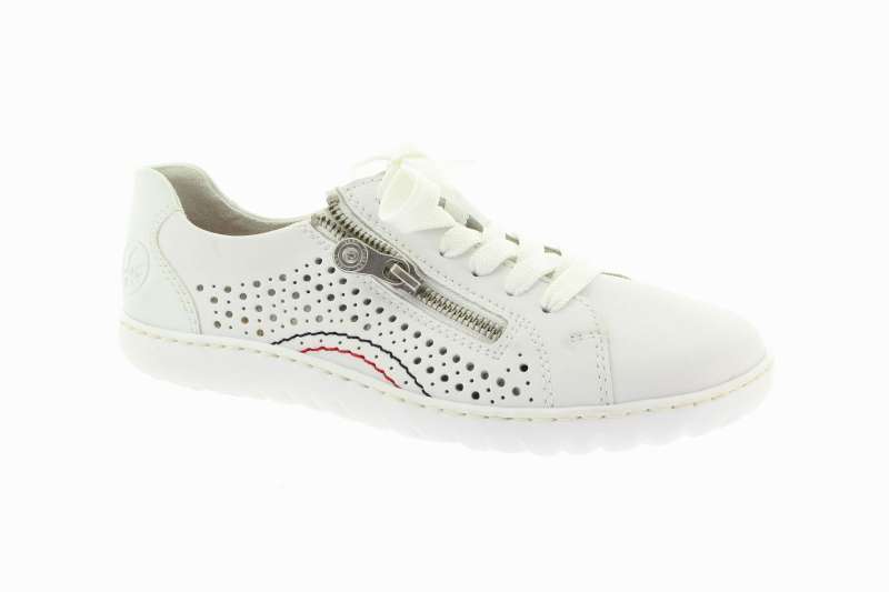 RIEKER Dámské bílé kožené polobotky