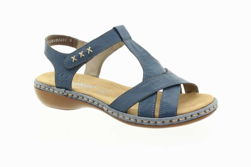 RIEKER Dámské kožené modré sandály