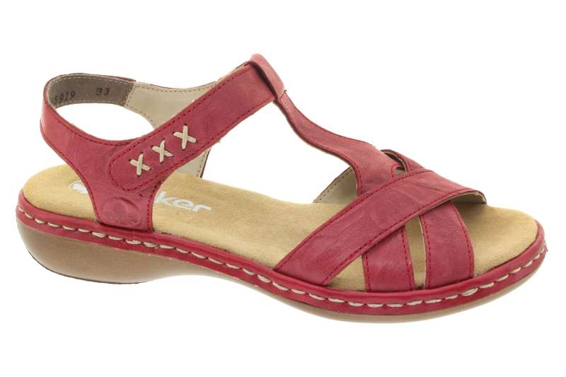 RIEKER Dámské kožené červené sandály