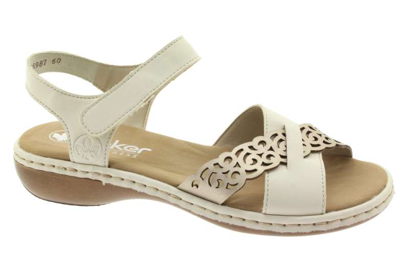 RIEKER Dámské kožené béžové sandály