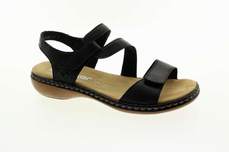 RIEKER Dámské černé kožené sandály