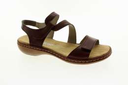 RIEKER Dámské hnědé kožené sandály