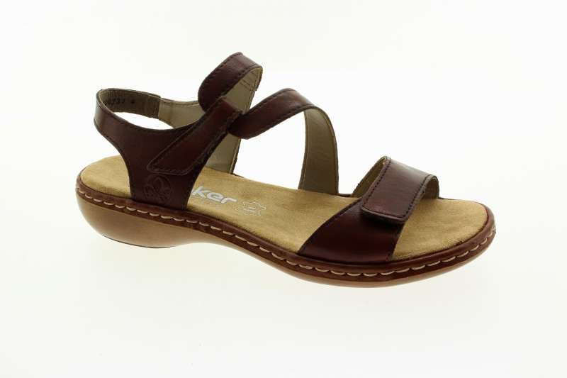 RIEKER Dámské kožené hnědé sandály