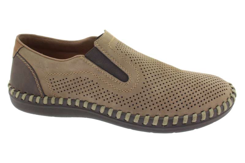 RIEKER Pánské béžové kožené mokasíny