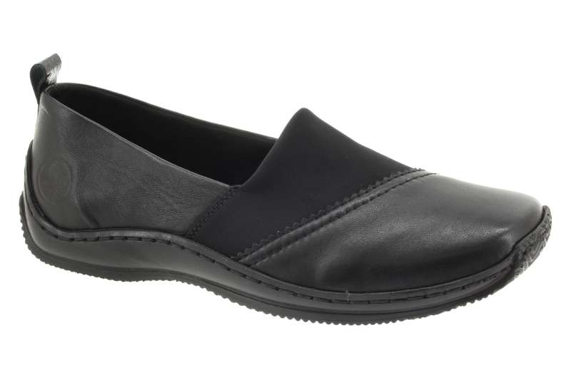 RIEKER Dámské černé kožené mokasíny