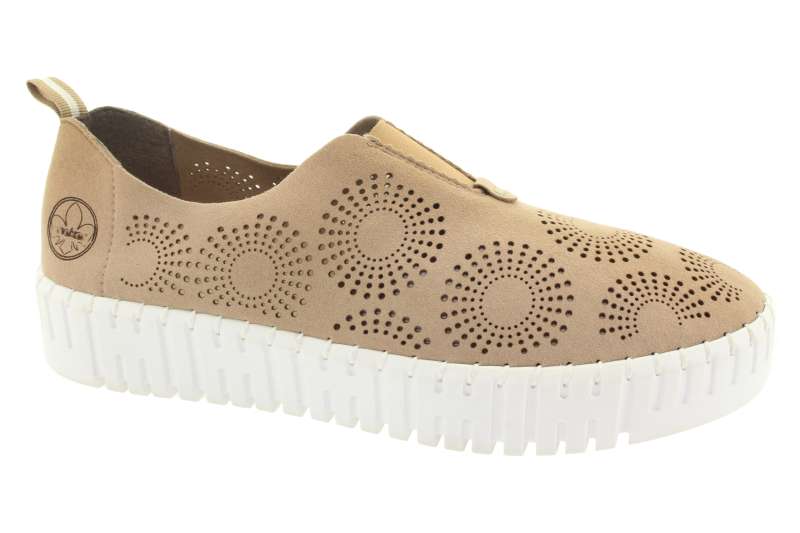 RIEKER Dámské kožené béžové mokasíny