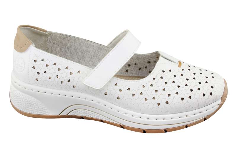 RIEKER Dámské bílé kožené baleríny