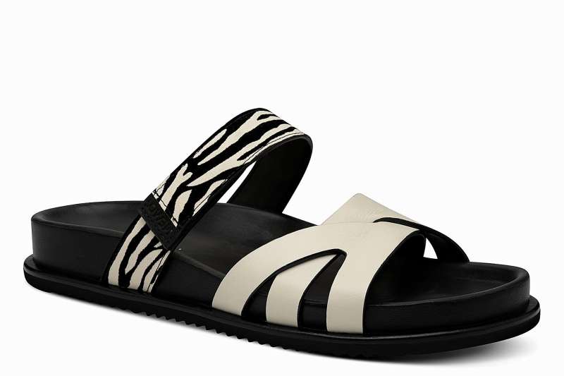 TAMARIS NEWD Dámské kožené béžovo černé pantofle