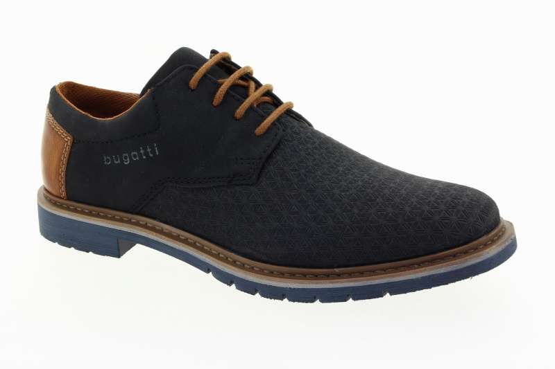 BUGATTI Pánské modré kožené polobotky