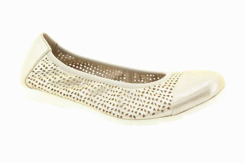 CAPRICE Dámské met.béžové kožené baleríny