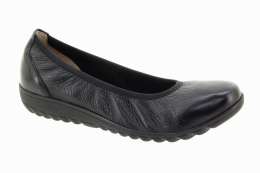 CAPRICE Dámské černé kožené baleríny