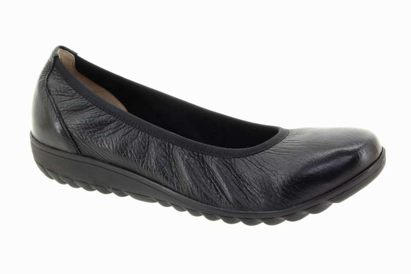 CAPRICE Dámské černé kožené baleríny