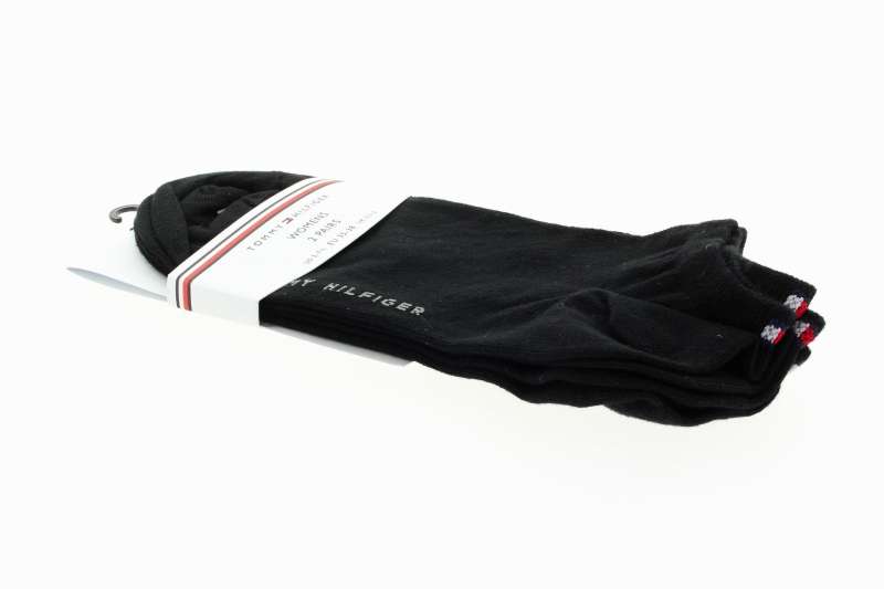 TOMMY HILFIGER Dámské černé kotníkové ponožky 2p.