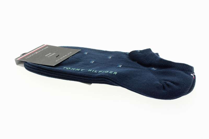 TOMMY HILFIGER Pánské modré kotníkové ponožky 2p.