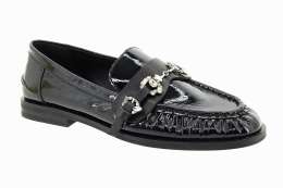 EPICA Dámské černé kožené mokasíny