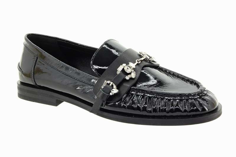 EPICA Dámské černé kožené mokasíny